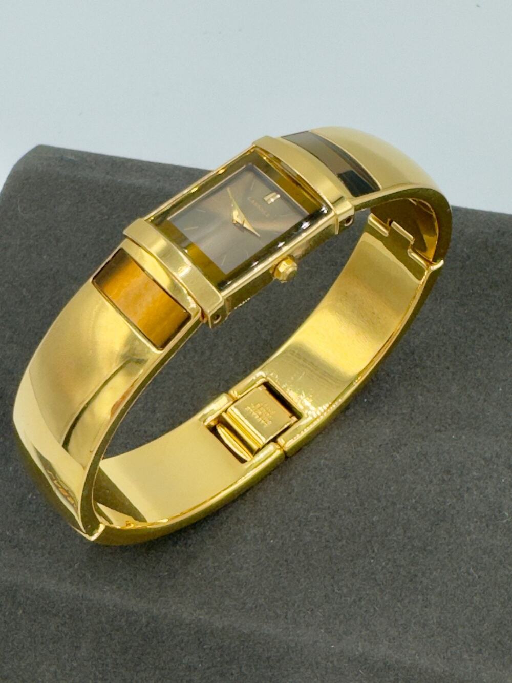 Vintage Lassale Gold Tone and Black Dial Ladies' Bangle Watch 145352